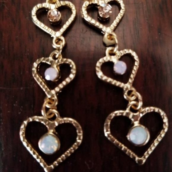 Jewelry - Rose Gold Tone Triple Heart Earrings NWT